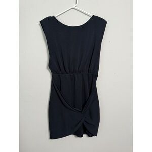 Free People Navy Runaway Knit Mini Dress Sz M Faux Wrap Classy Event Career Sexy